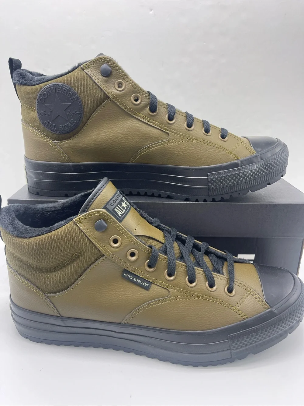 Converse Olive Green and Black High-Top Sneakers